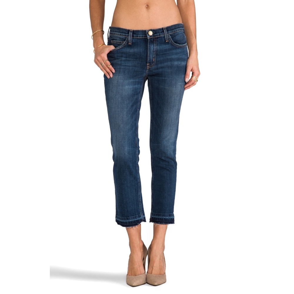 Current/Elliot The Cropped Straight Raw Cut Hem Jeans